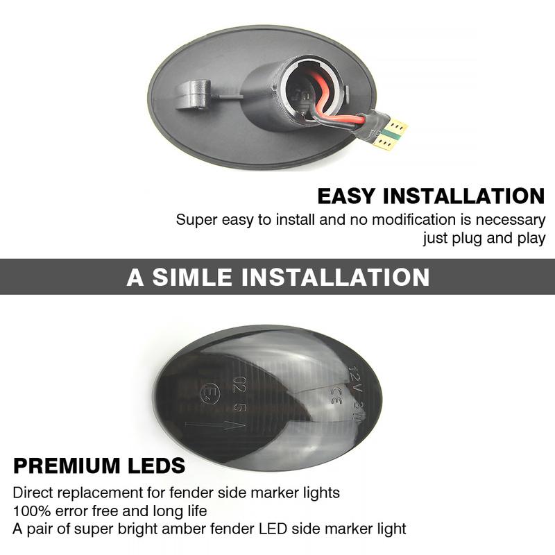 Dynamic Car Light LED Flashing Turn Signal Side Marker Lamp 09.2000-12.2009 For Opel Corsa C (X01)