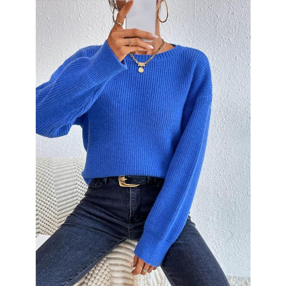 New Short Woolen Warm, Loose Long-sleeved Women's Knitted Sweater for Autumn and Winter