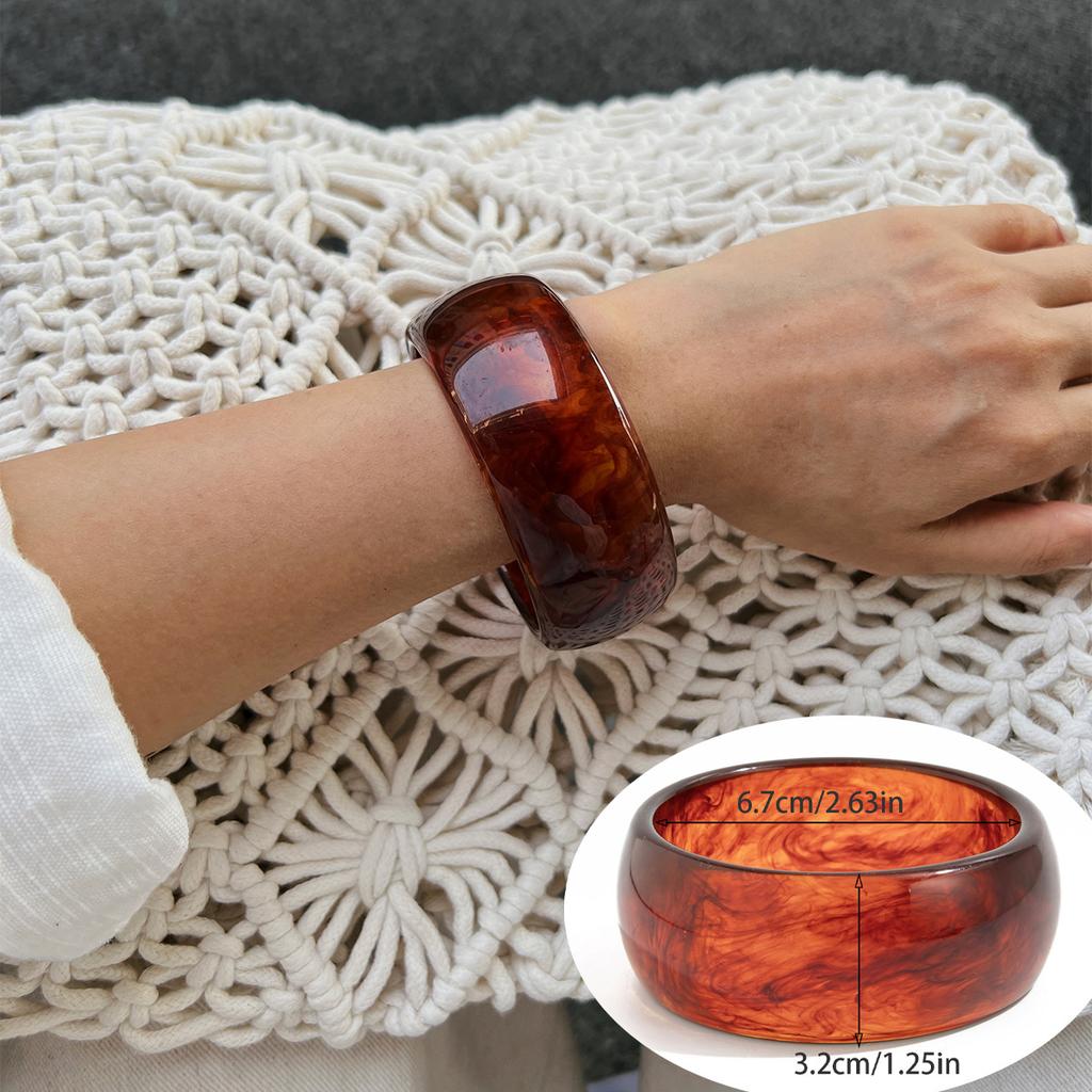 Wind Amber Smudged Acrylic Bracelet, Fashionable Irregular Translucent Resin Wide Bracelet