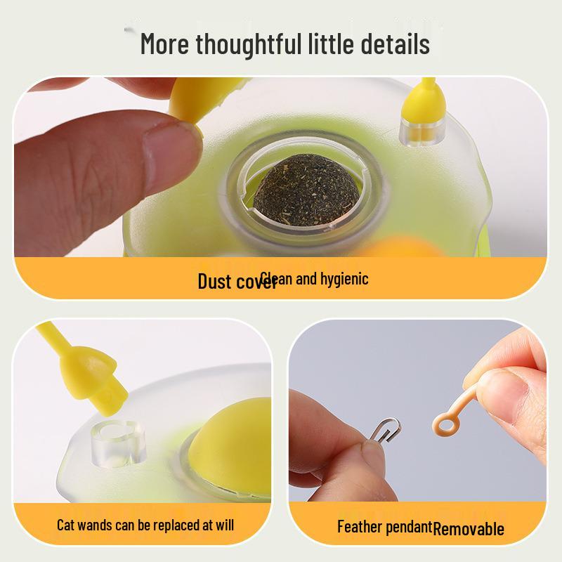 Cat Toy: Self-Amusement Feather Teaser with Mint Ball and Bell for Boredom Relief