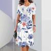 2025 Summer New Chinese Style Floral Print Ladies Dress Women Elegant Dress Plus Size Long Dress Ladies Clothing