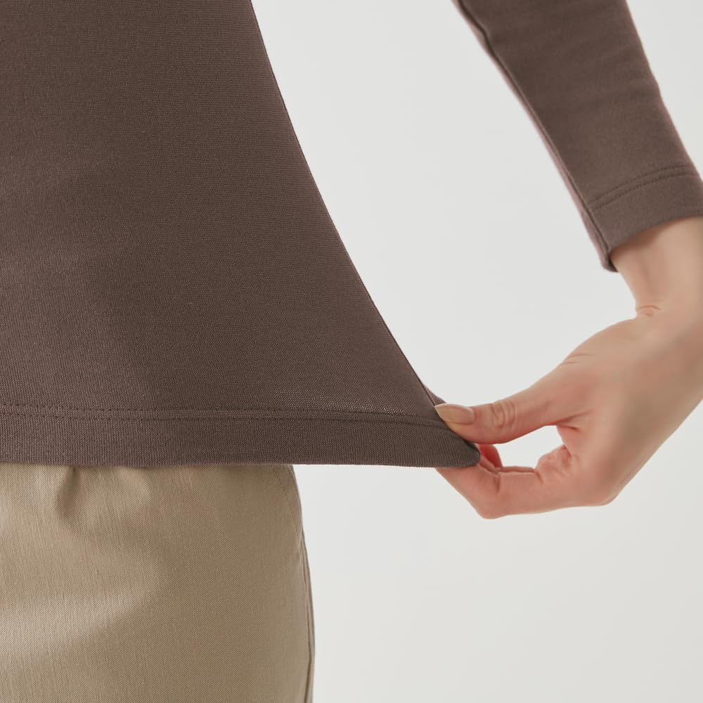 Gunze Tuche TC7259 Casual with Solid Chocolate Gray Women's Long-Sleeved T-Shirt Cups, Color,