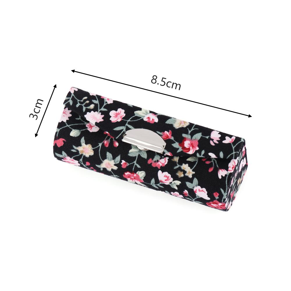 Lipstick Case Mini Mirror Lip Gloss Box Flower Designs Retro Embroidered Jewelry Holder Women Beauty Makeup Storage Fashion Gift
