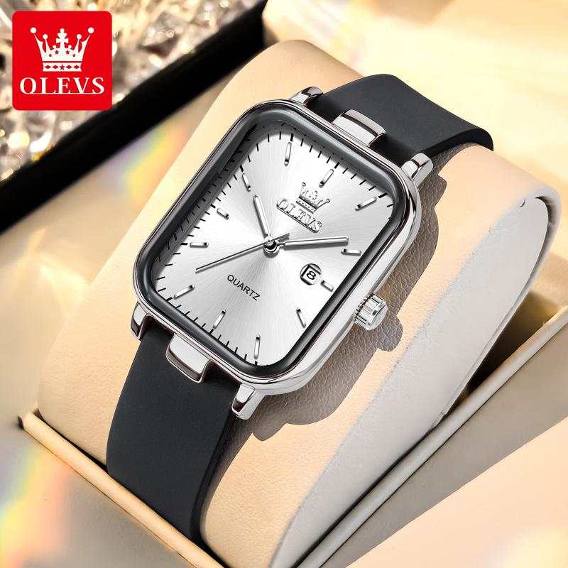 OLEVS Women Watch Fashion Simple Square Quartz Watch Classic Automatic Date Women's Elegant Bracelet Dress Luxury Watch