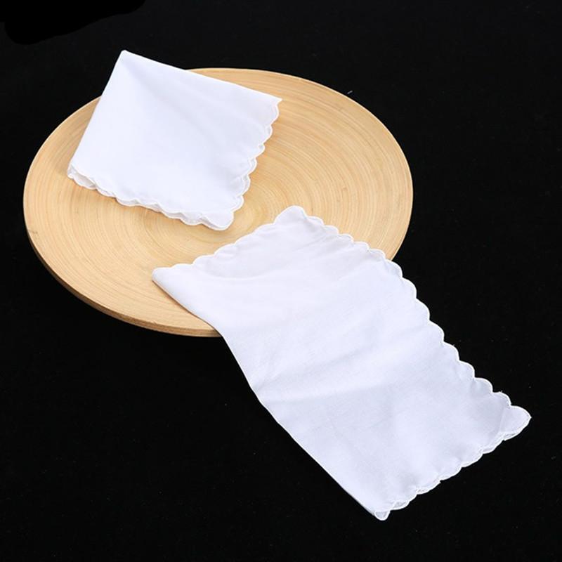 3 Stücke 100% Baumwolle 30x30cm Weiß Farbe Spitze Frauen Taschentücher Wiederverwendbare Anzug Tasche Schweiß Quadrat Handtücher Tee Party Gefälligkeiten