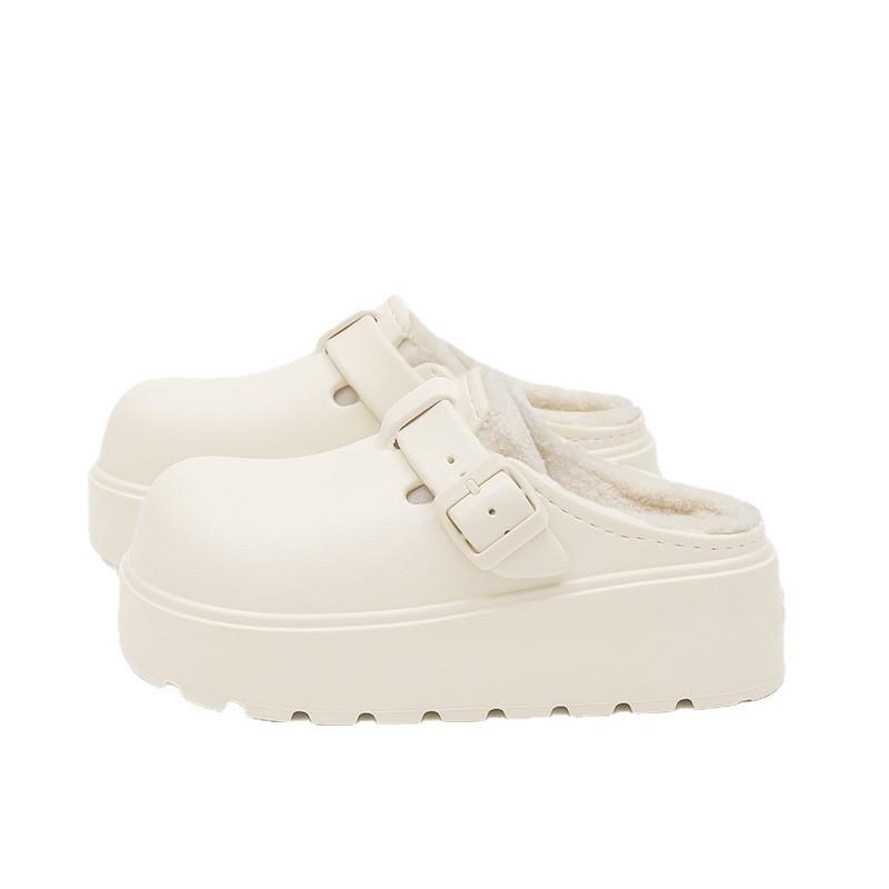 Simple West Xuye Cotton Slippers Thick Bottom Height Increasing Non-slip Waterproof Slippers Macaron Winter Cotton Slippers