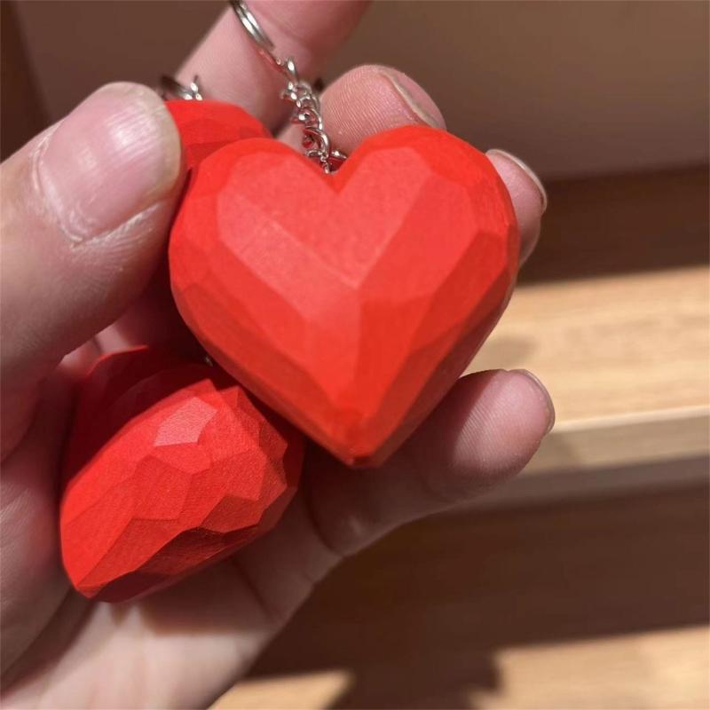 Handwerk Holzschnitzerei Herz Schlüsselanhänger Anhänger Dekorationen Schmuckstück Holzschnitzerei 3D Liebes Skulptur DIY Tasche Anhänger Zubehör