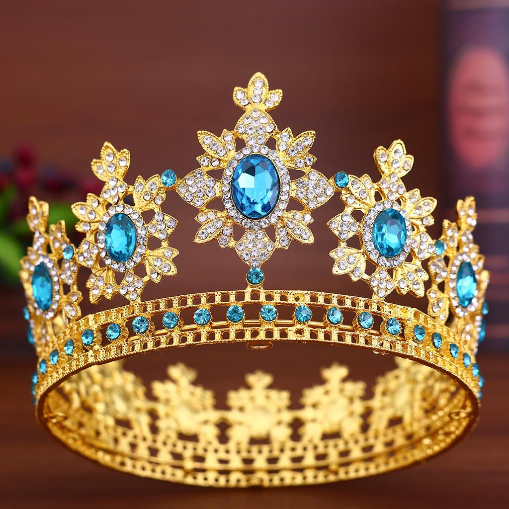 European and American Bride Crown Headwear High End Alloy Rhinestone Crown Hair Accessory  Miss World Beauty Pageant Hair Band Accessory