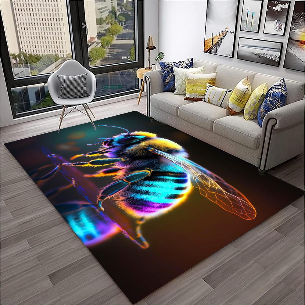 Cute Bee HoneyBee Insect Cartoon 3D Carpet Rug for Home Living Room Bedroom Sofa Doormat Decor,kids Area Rug Non-slip Floor Mat