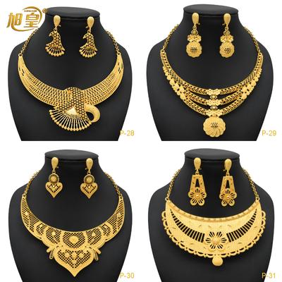 Luxury Plated Jewelry Set for Women Dubai Bridal Wedding Necklace and Earrings Set African Necklace Choker Gifts