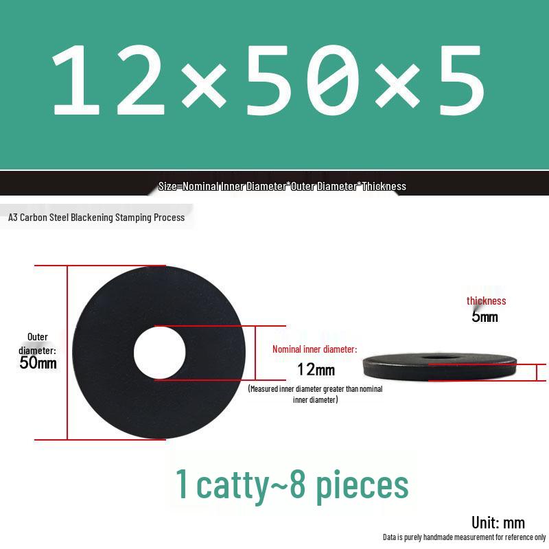 Thickened Black Flat Washer: Enhanced Round Metal Spacer for Home Use