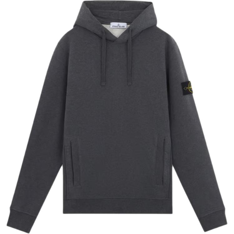 

Stone Island Solid Color Hooded Logo Print Long Sleeve Sweatshirt Men sweatshirt Gray 811560820-V0M67 L