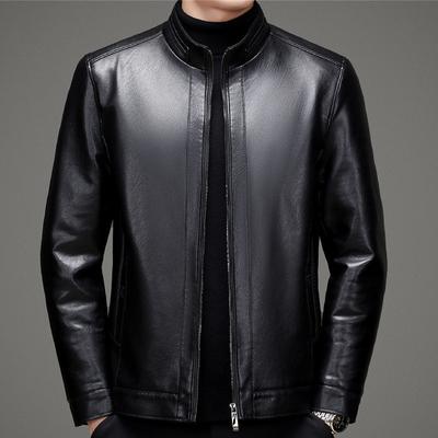 Veste d'hiver épaisse et chaude en cuir véritable pour homme, grande taille, col montant, veste en peau de mouton papa
