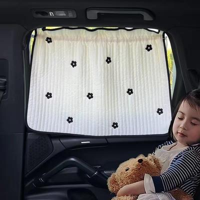 Car Baby Blackout Window Sun Cover Flower Thick Curtain For Vehicle Interior Rear Sunshade Infant Children Auto Curtain Side Car