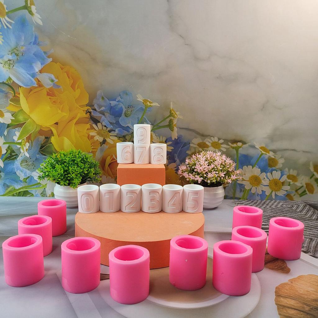 Unique Number Cement Candle Holders Handmade Cement Art Projects Silicone Mold for Crafters Artists and Enthusiasts