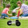 Garden Cart Rolling Work Seat Outdoor Lawn Yard Patio Wagon Scooter for Planting, Adjustable 360 Degree Swivel Seat, Black