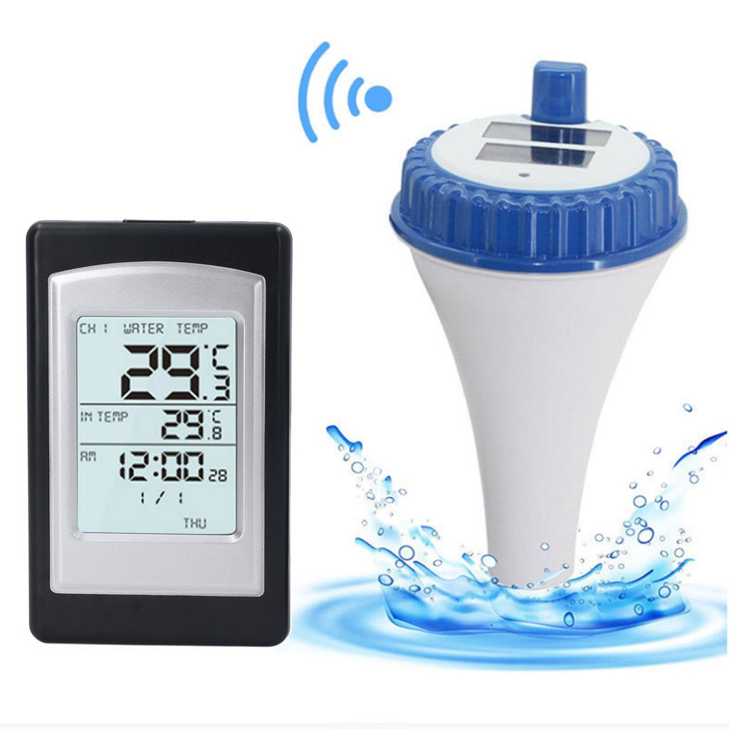 Pool Thermometer IPX8 Waterproof Solar Powered Wireless Floating Pool Water Temperature Gauge for Hot Tub Pond Aquarium