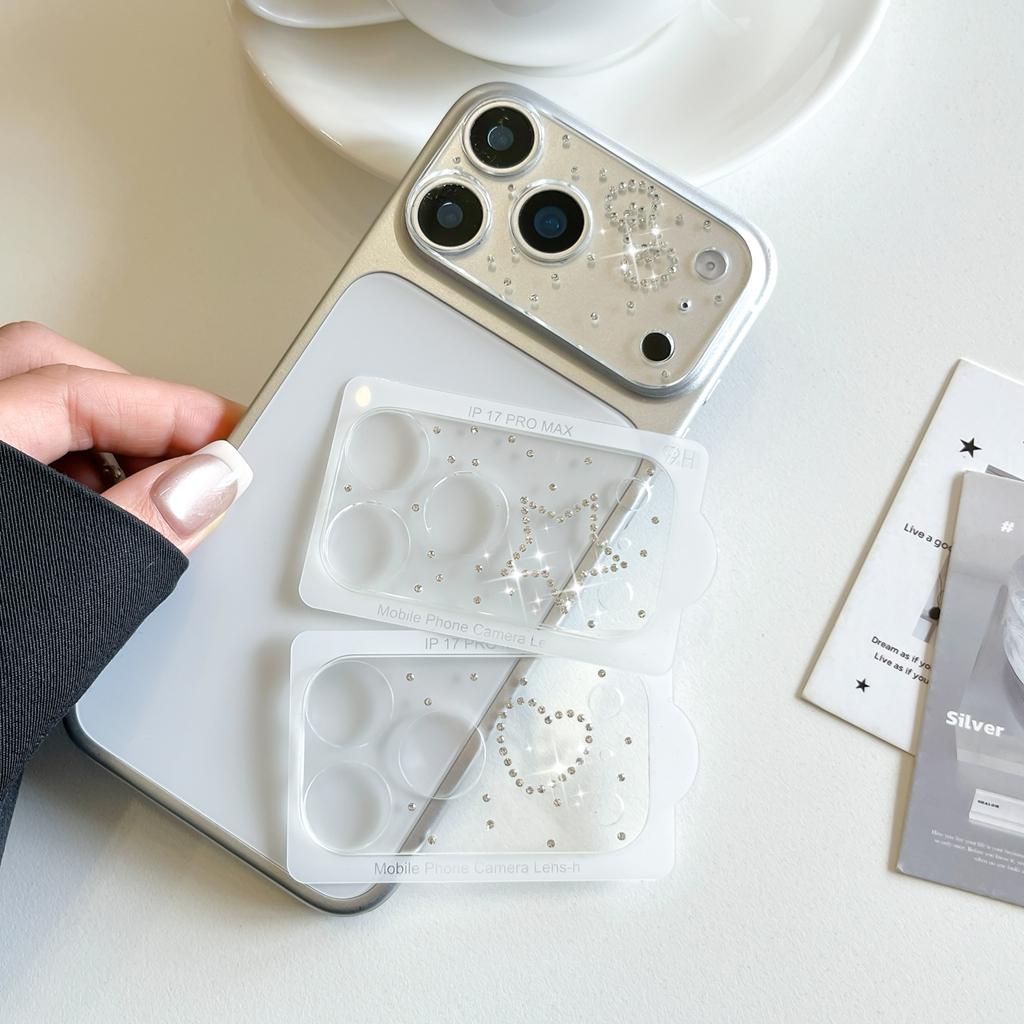 Transparent Simple Rhinestone Stars Heart Bowknot Camera Lens Protector For iPhone 17 18 Pro 17 18 ProMax Protective Glass Lens 4