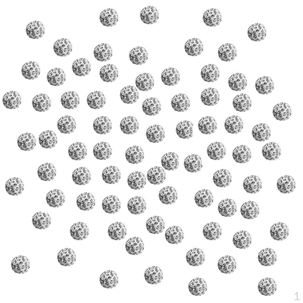 100 Rhinestone Spacer Beads Polymer Round Charm Supplies For Jewelry Making