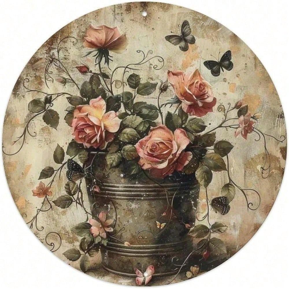 Vintage Round Metal Tin Sign 8 Inch Retro Wall Art Home Cafe Decor Weatherproof