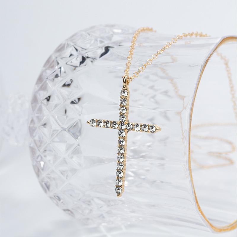 Wind Cross Necklace Personality Niche Diamond Jewelry Alloy Simple Pendant Female