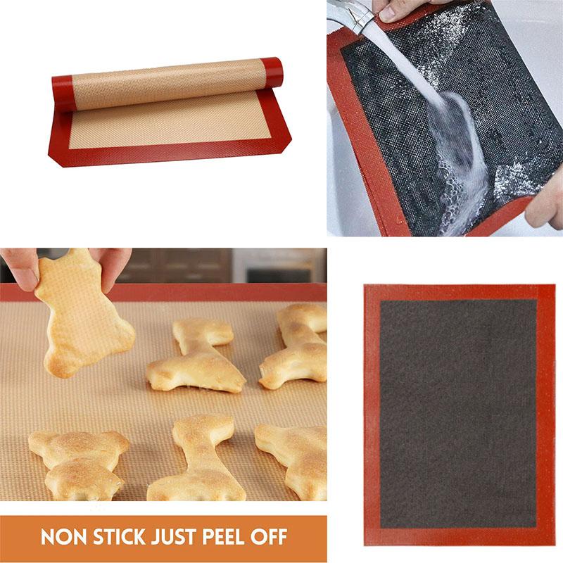Wiederverwendbare Silikon-Backmatte Antihaft Hitzebeständig Runde und Rechteckige Gebäckmatten zum Kneten Ausrollen und Backen von Keksen