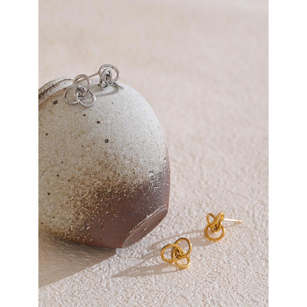 Eetit Stylish Unique Stainless Steel Circle Geometric Personality Stud Earrings PVD Plated Daily Young Charm Jewelry Wholesale