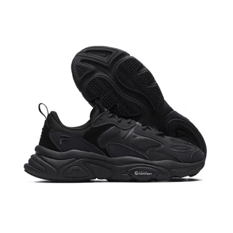 Fila Mars 2.0 Fabric Synthetic Leather TPU Sports Retro Round Toe Lace-Up Shock Absorbing Non-Slip Wear-Resistant Low-Top Casual Shoes F12M131116FBK