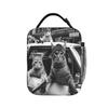 Funny Gangster Cats Lunch Bag  Portable Insulated Lunch Box Men School Print Cooler Bag Fun Oxford Thermal Tote Handbags