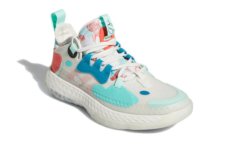 Adidas Harden Vol.5 Fabric Abrasion Resistant Low top Children's Basketball Shoes White Green Red FZ5454