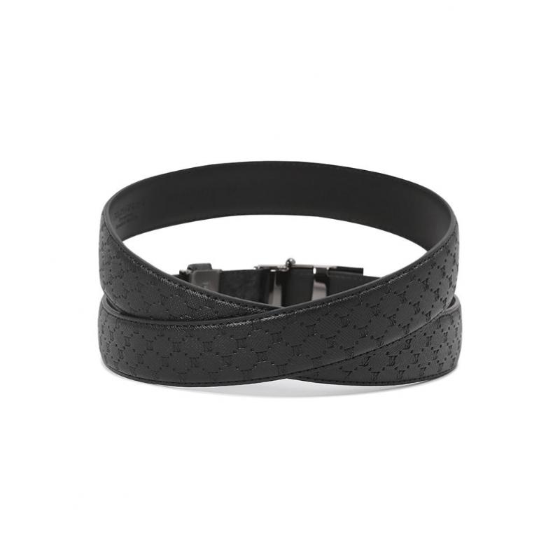 Benovero Leather Black Satin Logo Automatic Belt Bmg1acb1232k1