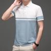 Summer New Men's Short Sleeved Polo Shirt with Printed Striped Sports Short Sleeved Shirt