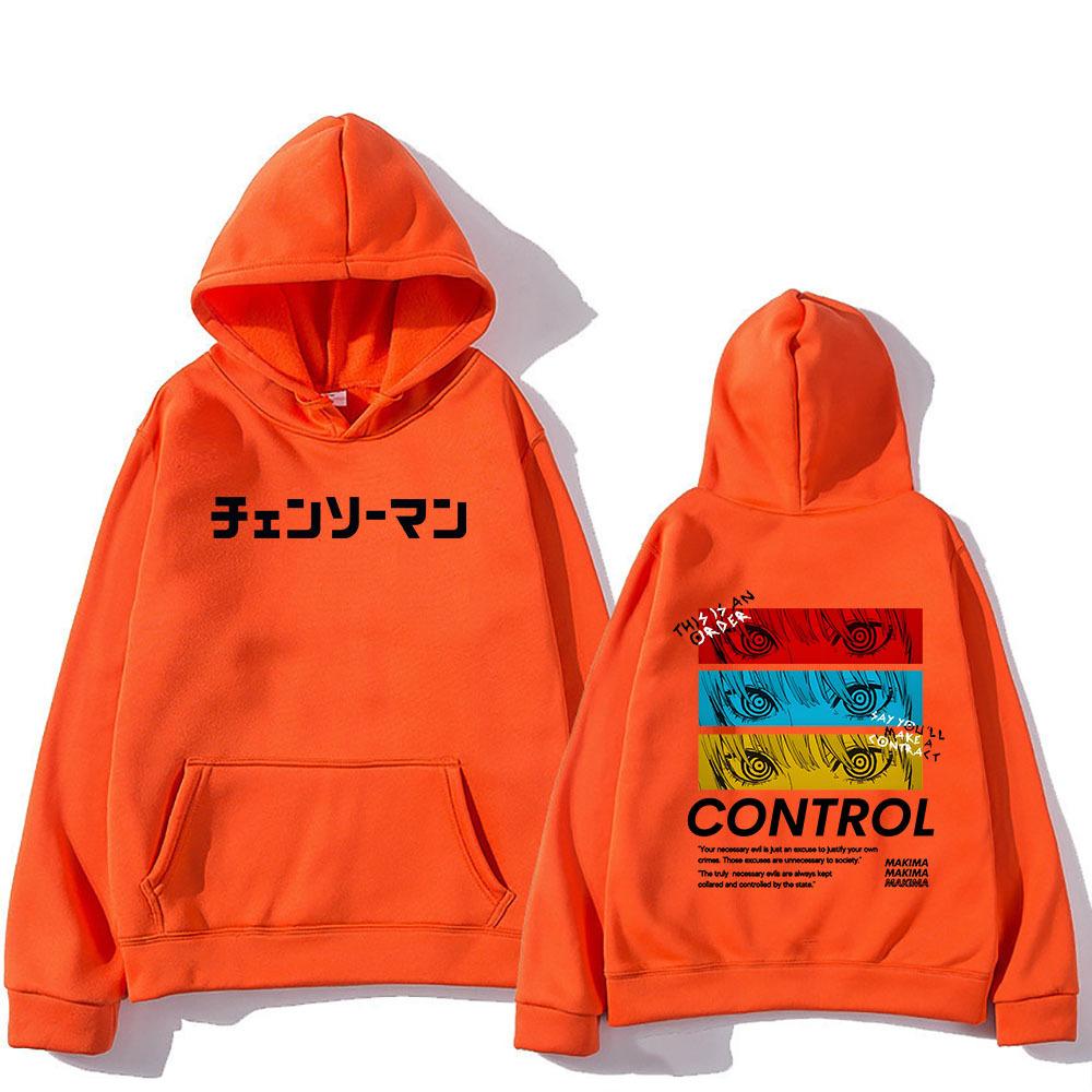 Chainsaw Man Manga Kontroll Makima Hoodie Män Tryck Harajuku