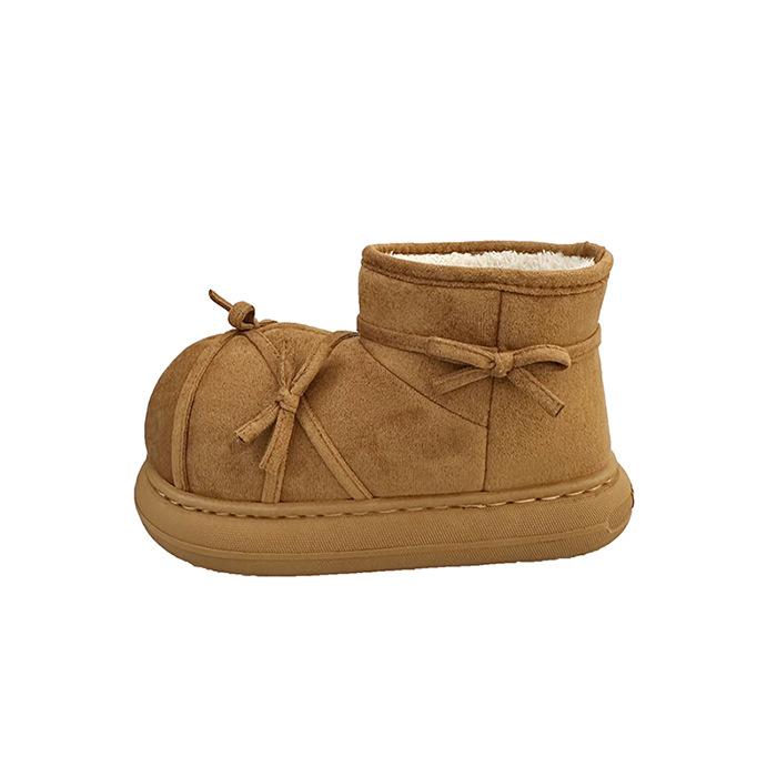 

Зимние женские ботинки на толстой подошве с бантом, новинка 2025 года, из овчины, цельномеховые, нескользящие, бархатные, утепленные, короткие ботинки 40-41 малиновый