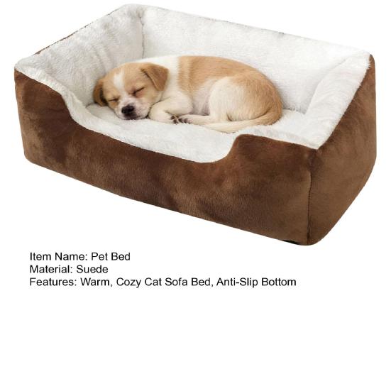 Rectangle Pet Bed Cozy Cat Orthopedic Sofa Bed Warm Plush Dog Calming Bed for Cats Dogs Multiple Sizes Colors