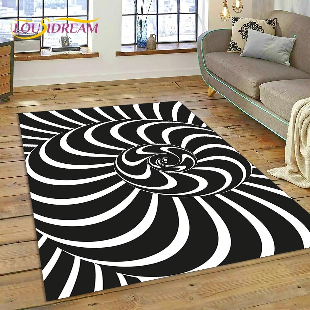3D-Vortex-Teppich mit visuellen Illusionen für Wohnzimmer, Schlafzimmer, Heimdekoration, Bodenmatte, rutschfeste Dekoration für Sofa, Küche, Fußmatte