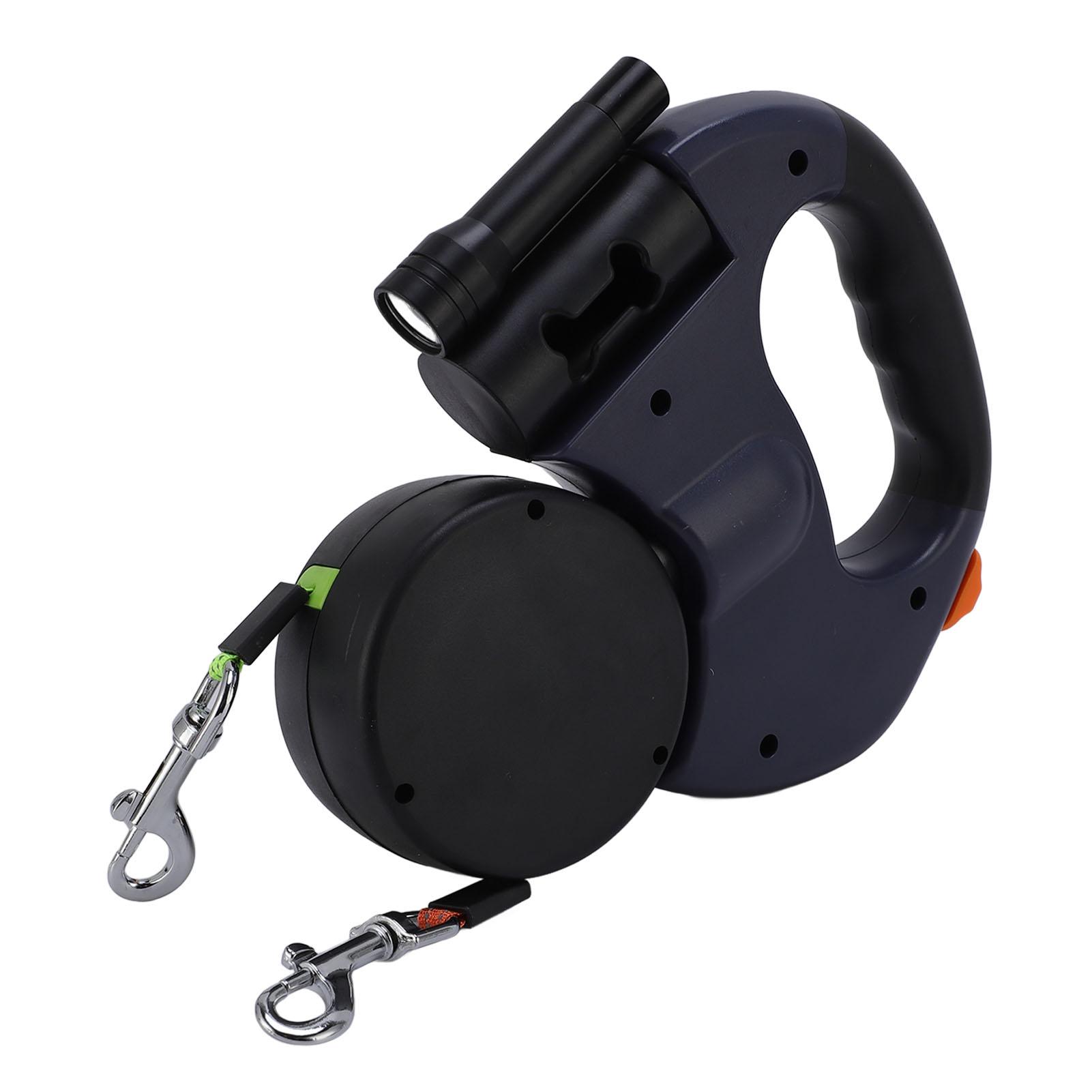 

Автоматический двойной выдвижной поводок для собак со встроенным светодиодным фонарем, удобный поводок для прогулок с ручкой для домашних животных