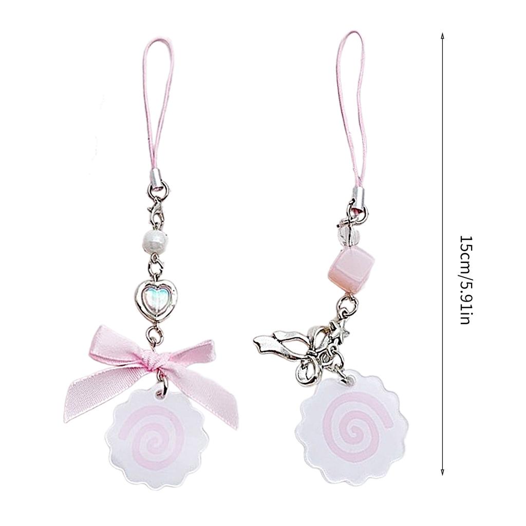 Delightful Japanese Style Keychain Bag Pendant Fish Cake Heart Bead Pendant Great for Camera Phones and Key Accessory