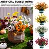 Artificial Sunset Mums Flowers Waterproof Fake Fall Flowers for Outdoor Garden Patio Home Planters Autumn Decorations(5 Bundle)