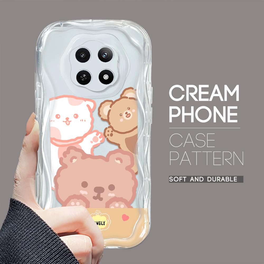 Cartoon Pattern Cream Texture Casing Wavy Edge Soft Silicone Cover Phone Case for OPPO Reno Realme OnePlus Vivo