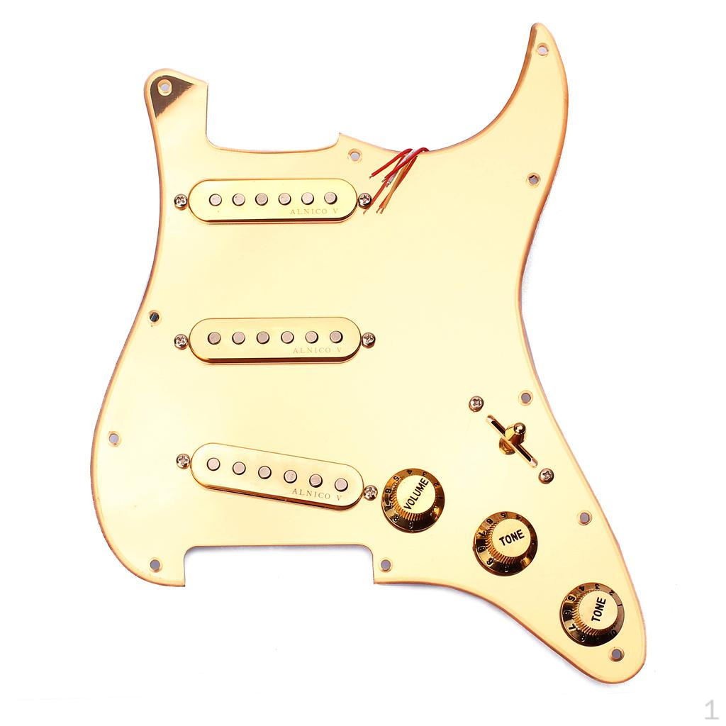 

Gold Prewired 1-ply 11 Holes SSS Mirror Pickguard for Guitar
