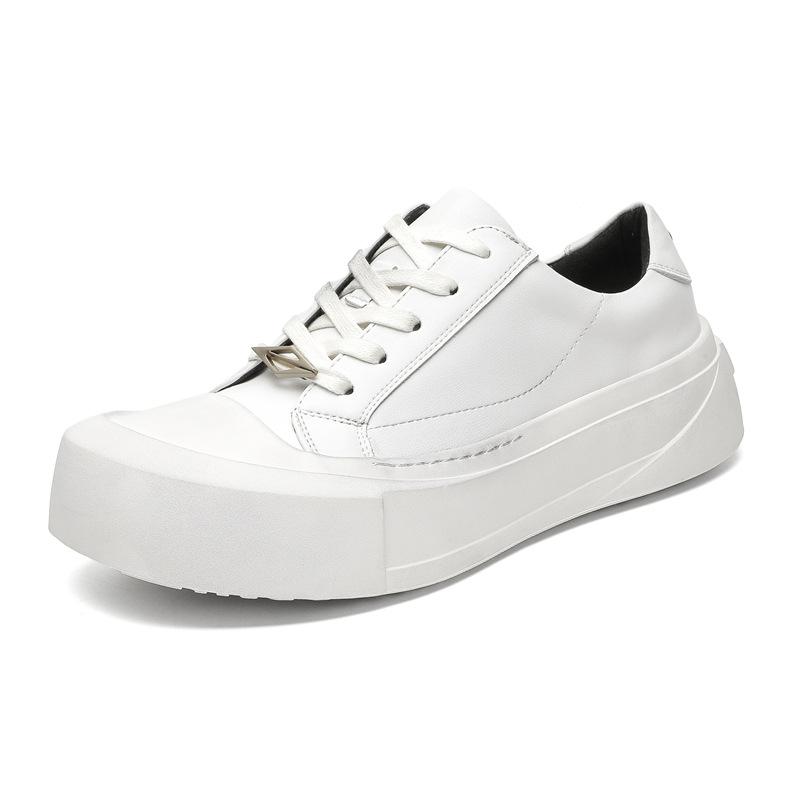 Derby shoes niche thick sole heightening casual board shoes men's commuting white shoes black and white round head trend shoes 66642-M