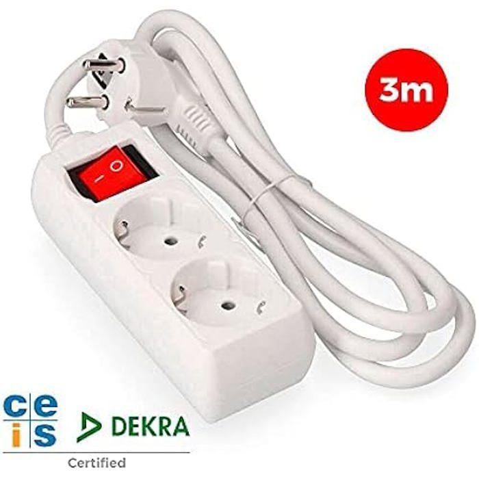 Power Strip - EDM - 2 Schuko Sockets - Switch - 3 Meters - Multicolor