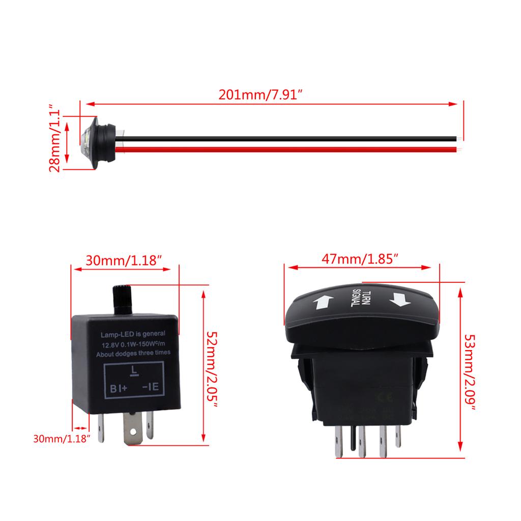 Universal Light Turn Signal Switch + Flasher Relay + Horn Replacement for Motorcycles ATV UTV Golf Cart