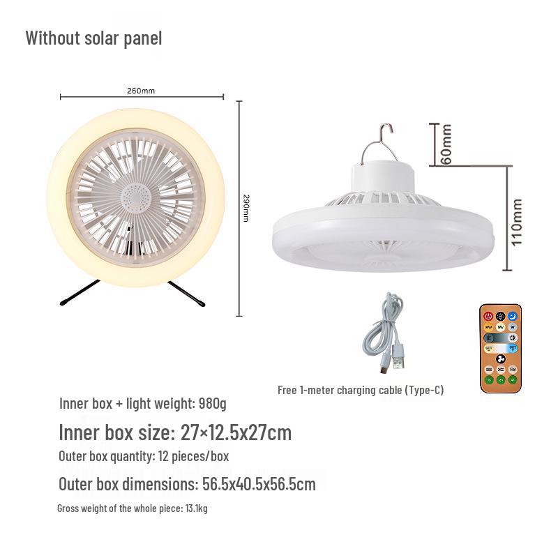

Nordic Minimalist Solar-Powered Multi-Function Camping Fan Light 30W