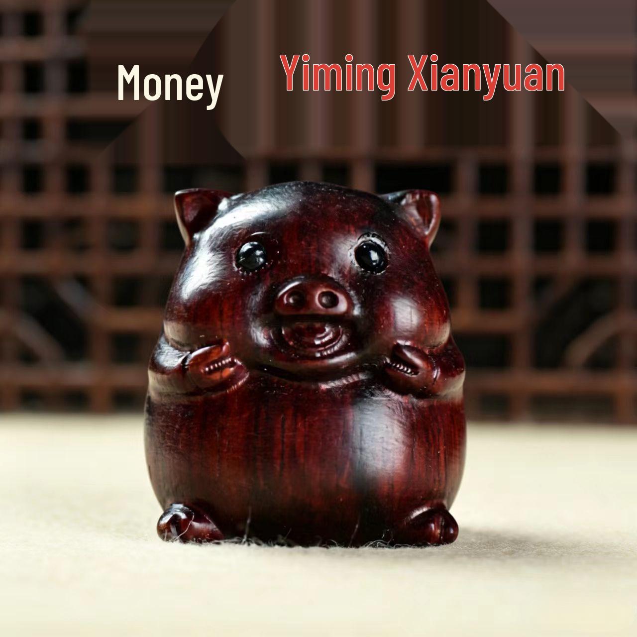 

Green & Yellow Sandalwood Pig Pendant Keychain - Mobile Charm and Accessory