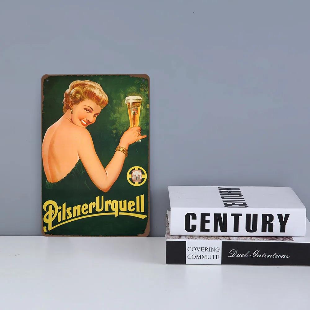 Pilsner Urquell Metal Wall Art Poster Belgium Beer Sign Vintage Bar Man Cave Club Tin Painting Decor Plaque Decoration 20x30cm