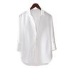 Men's Stand-up Collar Shirt Casual Solid Color Button Down Shirt Cotton Blend Long Sleeve