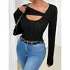 Womens Cutout Tops Trendy Sexy Long Sleeve Shirts Ribbed Slim Fit Tee 2025 Fall Fashion Going Out Tshirts Clothes