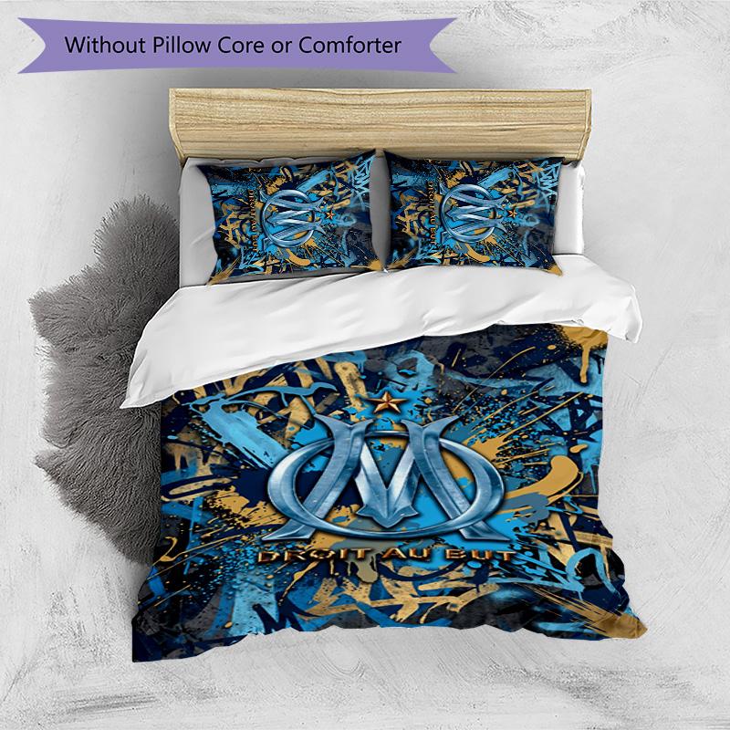 Olympique Lyonnais FC Printed 3PCS Bedding Set Breathable Duvet Cover with Pillowcases Decorative Bed Linen for Bedroom Home